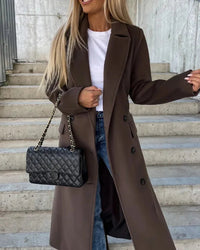 Women's Classic Long Sleeve Trench Coat - Elegant and Versatile Outerwear