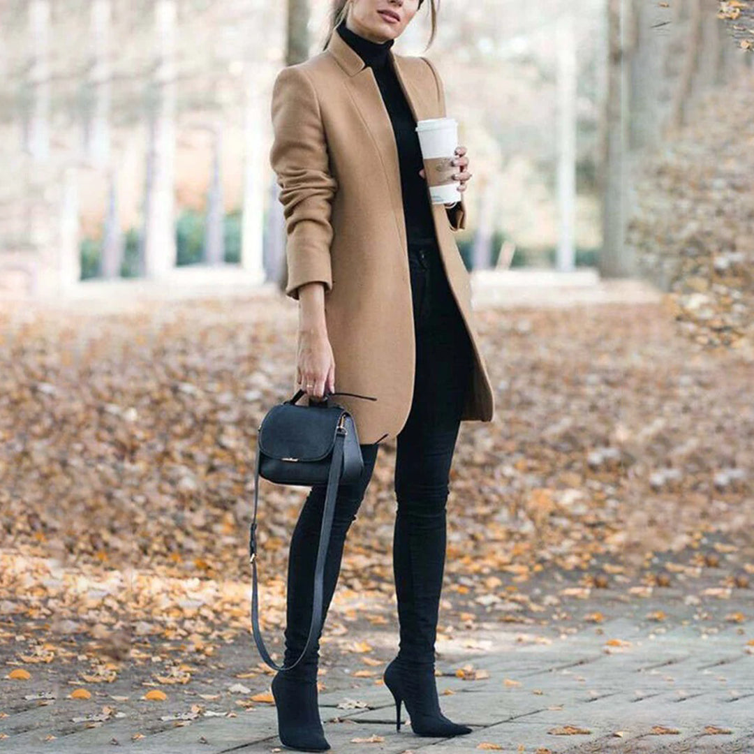Women’s Classic Tailored Lapel Winter Coat for Timeless Elegance