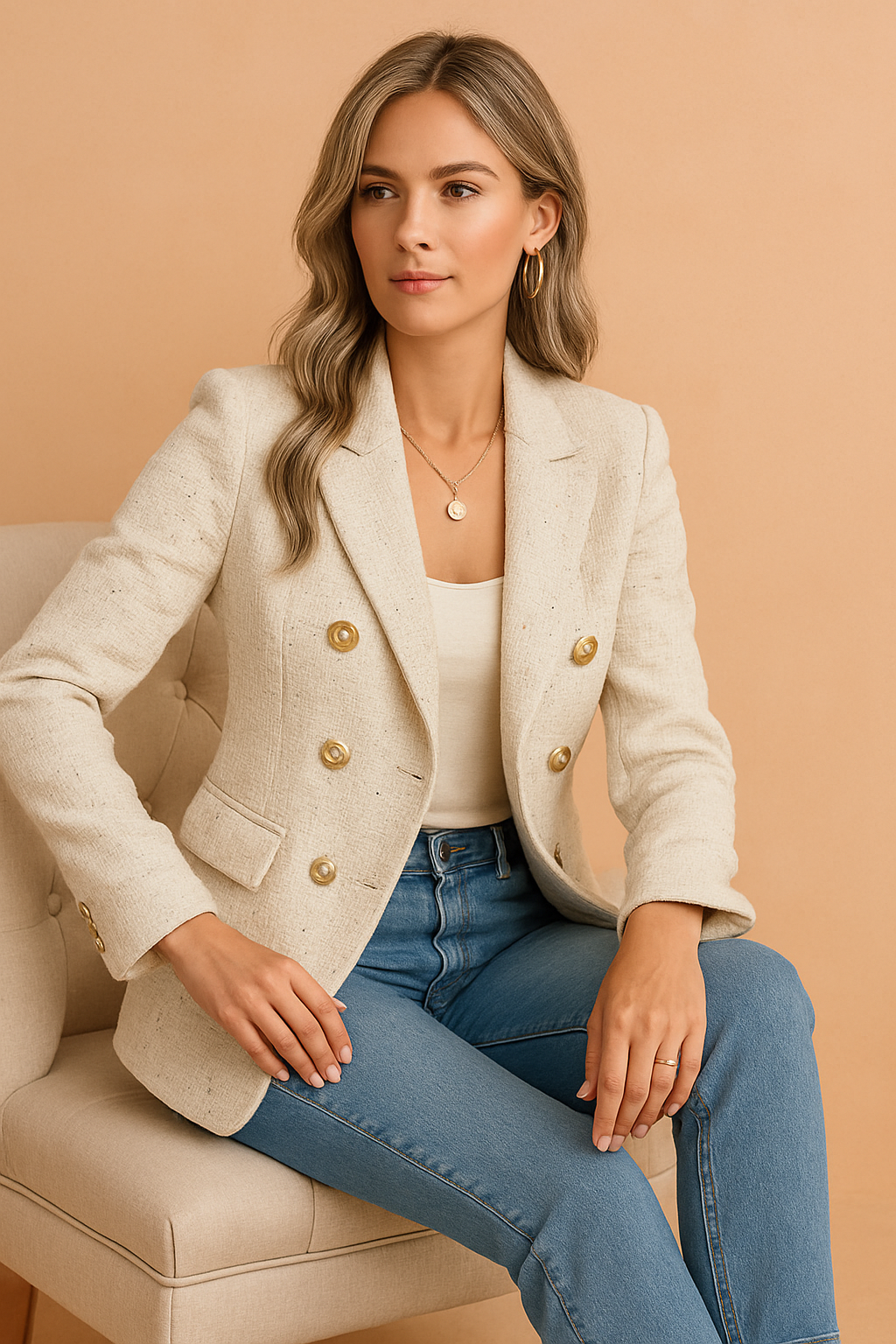 Women's Elegant Blazer Jacket Chic Fitted High-Quality Fabric