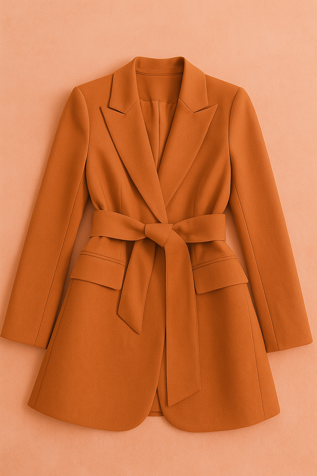 Women's Elegant Blazer with Belt Tailored Fit High-Quality Fabric