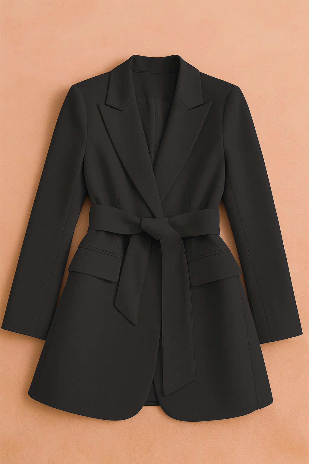 Women's Elegant Blazer with Belt Tailored Fit High-Quality Fabric