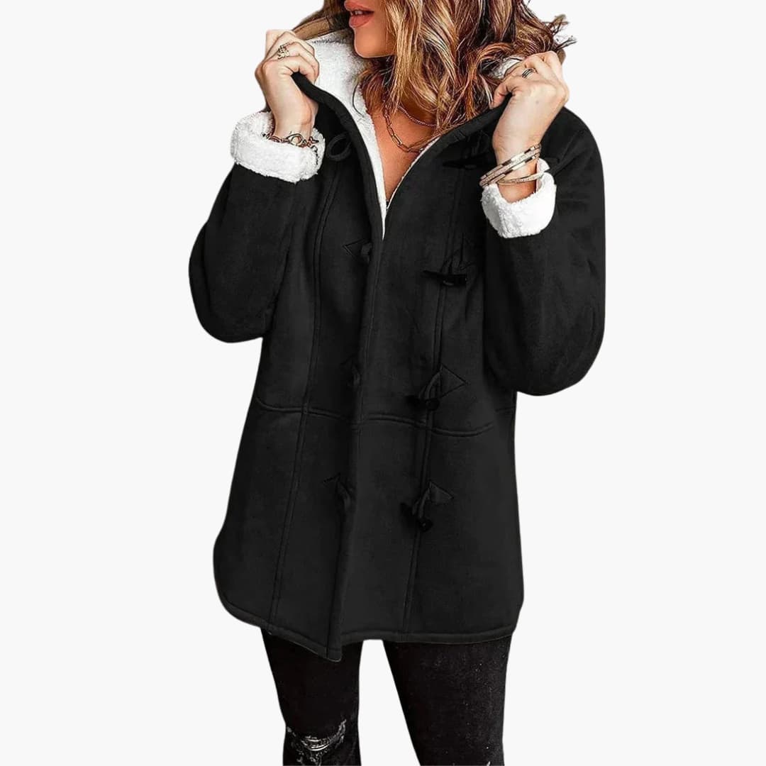 Women's Hooded Fleece-Lined Jacket with Toggle Closure - Stylish Women's Jacket for Cold Weather and Casual Outings