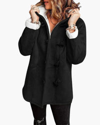 Women's Hooded Fleece-Lined Jacket with Toggle Closure - Stylish Women's Jacket for Cold Weather and Casual Outings