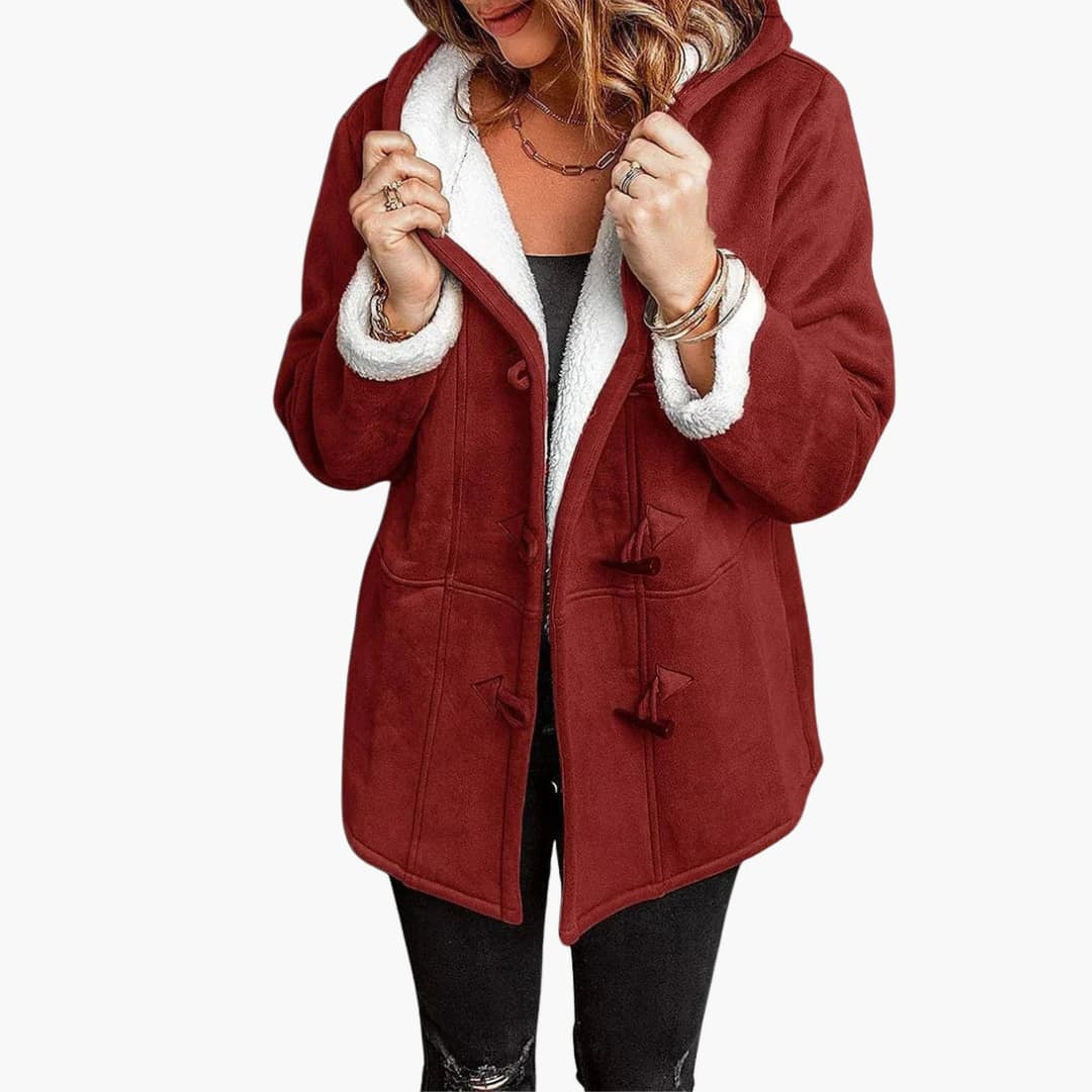 Women's Hooded Fleece-Lined Jacket with Toggle Closure - Stylish Women's Jacket for Cold Weather and Casual Outings