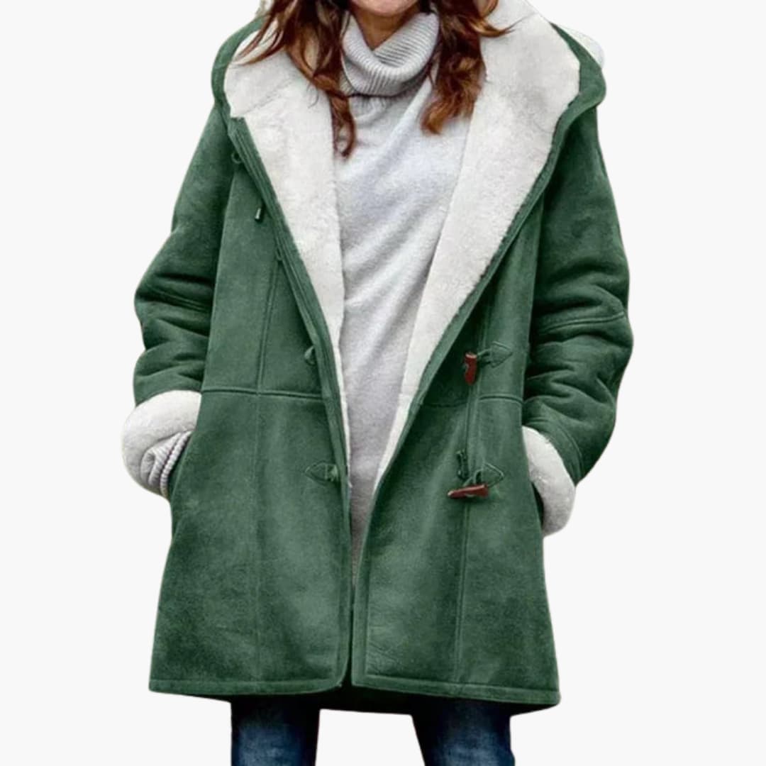 Women's Hooded Fleece-Lined Jacket with Toggle Closure - Stylish Women's Jacket for Cold Weather and Casual Outings