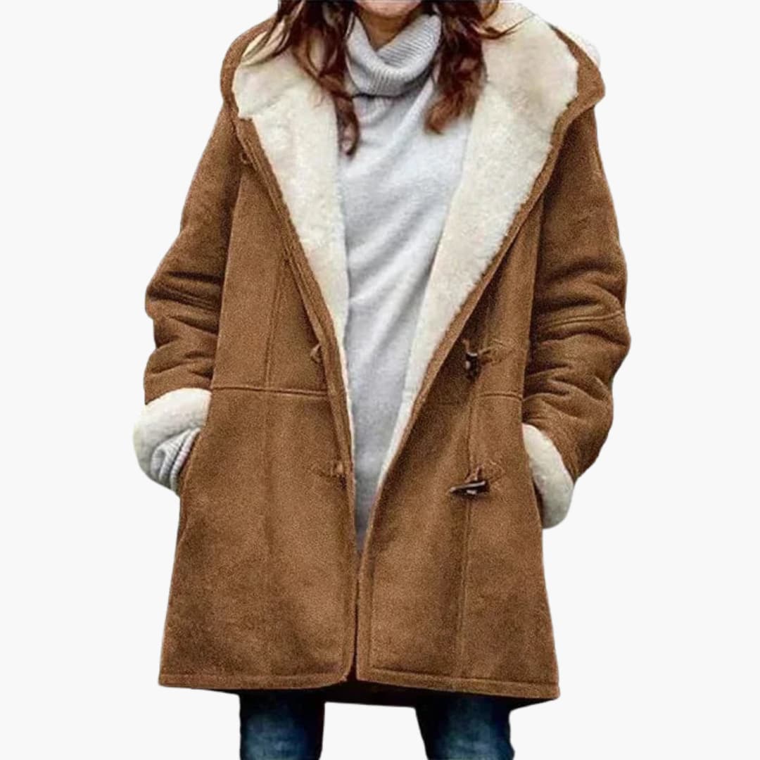 Women's Hooded Fleece-Lined Jacket with Toggle Closure - Stylish Women's Jacket for Cold Weather and Casual Outings