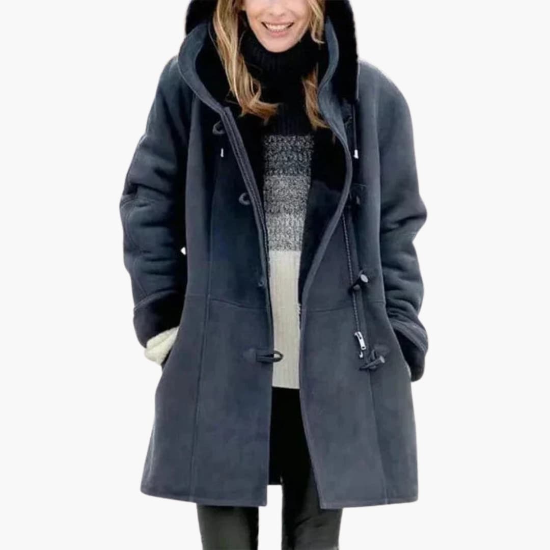 Women's Hooded Fleece-Lined Jacket with Toggle Closure - Stylish Women's Jacket for Cold Weather and Casual Outings
