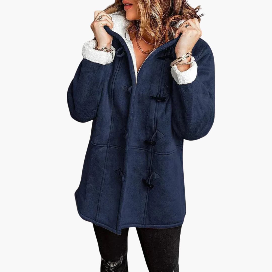 Women's Hooded Fleece-Lined Jacket with Toggle Closure - Stylish Women's Jacket for Cold Weather and Casual Outings