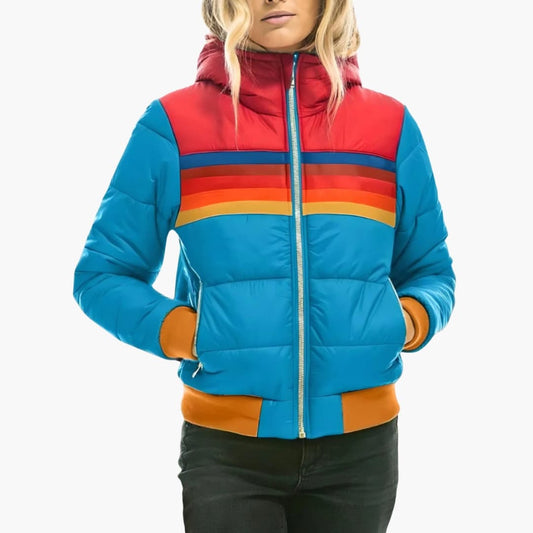 Women's Hooded Quilted Jacket with Zipper - Stylish and Functional Outerwear