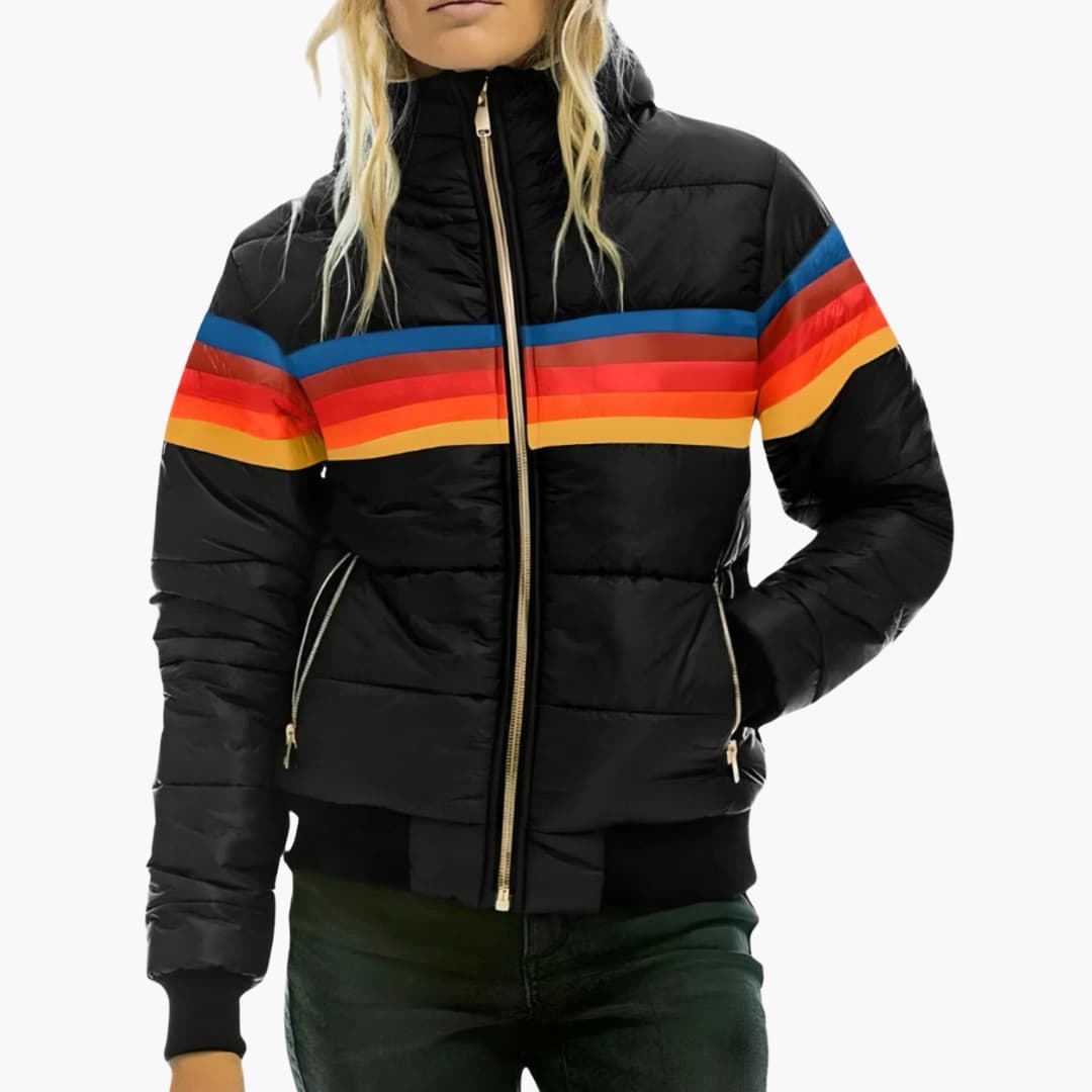 Women's Hooded Quilted Jacket with Zipper - Stylish and Functional Outerwear