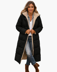 Women's Long Quilted Coat with Hood - Stylish Winter Coats for Women, Warm Outerwear for Cold Weather