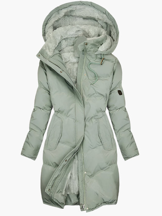 Women's Long Quilted Hooded Winter Coat - Stylish Winter Coats for Cold Weather