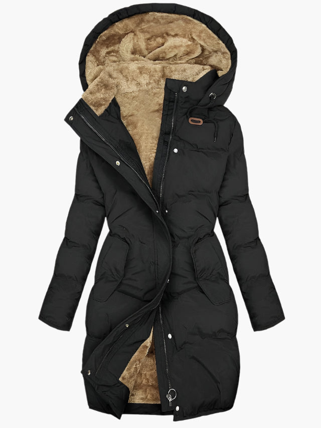 Women's Long Quilted Hooded Winter Coat - Stylish Winter Coats for Cold Weather
