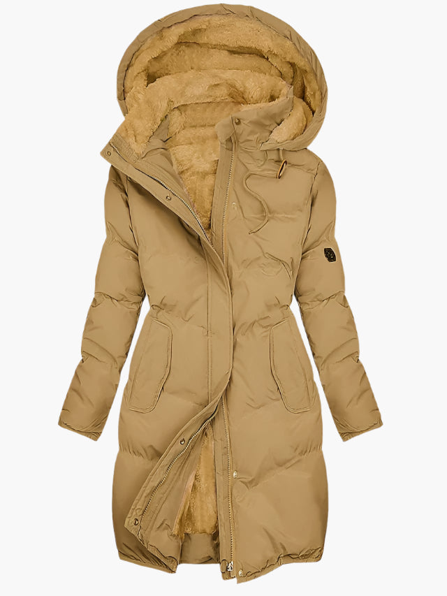 Women's Long Quilted Hooded Winter Coat - Stylish Winter Coats for Cold Weather