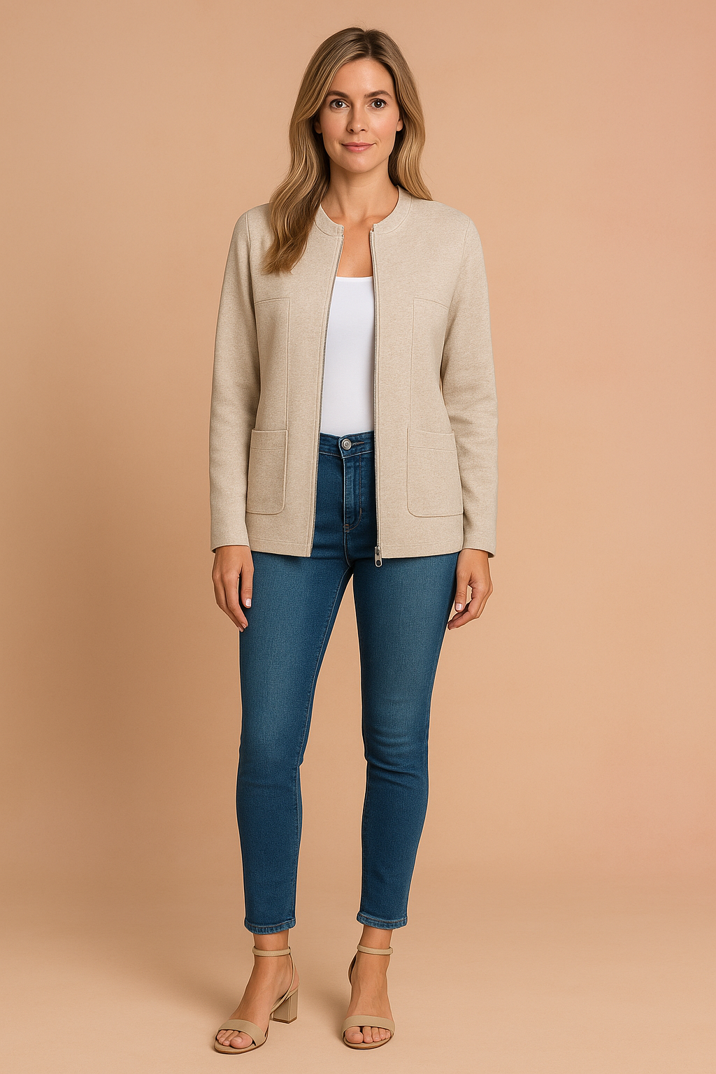 Women's Modern Blazer Stylish Zipper Design High-Quality Fabric