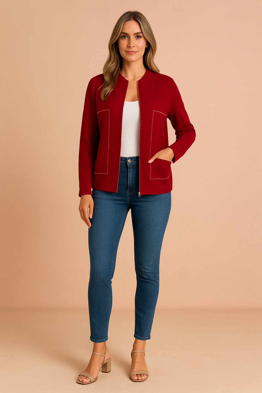 Women's Modern Blazer Stylish Zipper Design High-Quality Fabric