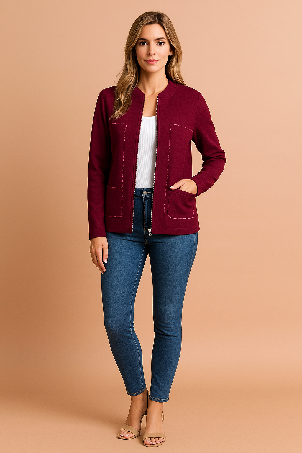 Women's Modern Blazer Stylish Zipper Design High-Quality Fabric