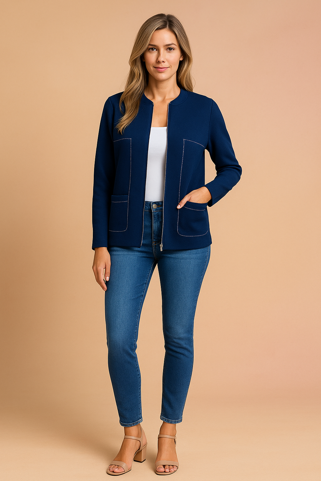 Women's Modern Blazer Stylish Zipper Design High-Quality Fabric