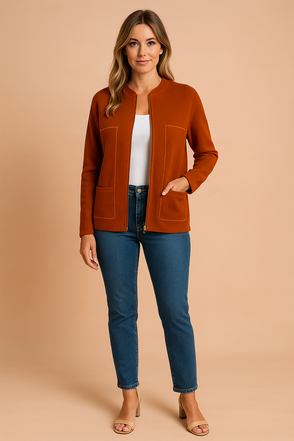 Women's Modern Blazer Stylish Zipper Design High-Quality Fabric