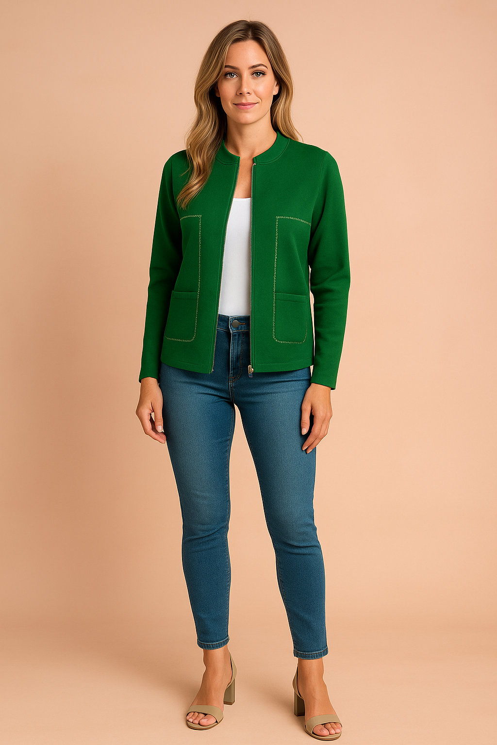 Women's Modern Blazer Stylish Zipper Design High-Quality Fabric