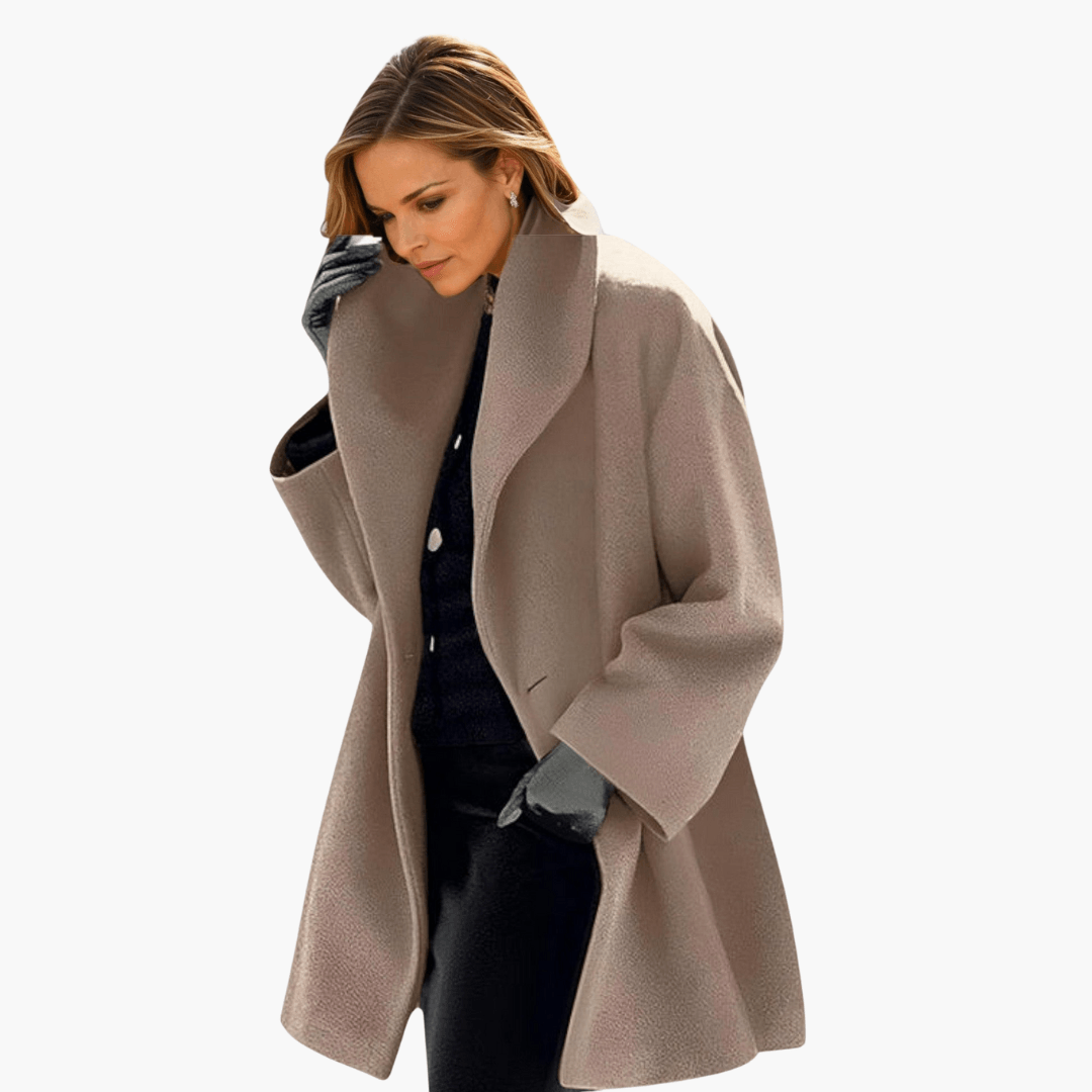 Women's Red Wide Collar Long Sleeve Jacket for Cool Weather Fashion
