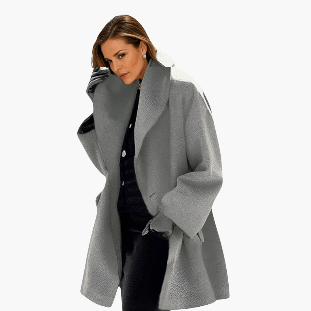 Women's Red Wide Collar Long Sleeve Jacket for Cool Weather Fashion