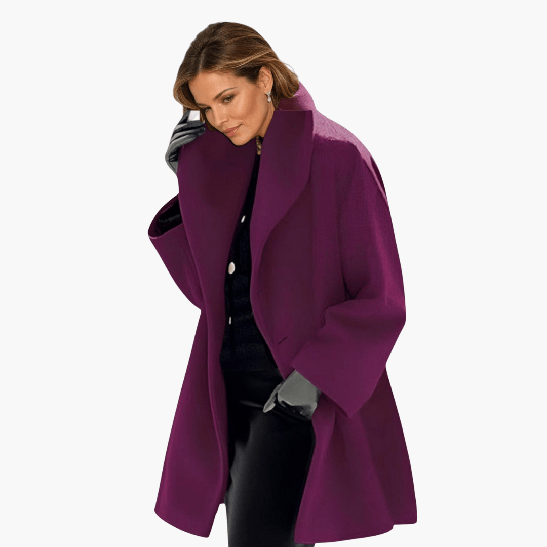 Women's Red Wide Collar Long Sleeve Jacket for Cool Weather Fashion