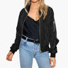 Women's Stylish Bomber Jacket with Functional Pockets and Zip Closure for Versatile Casual Wear
