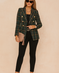 Women's Stylish Checked Jacket Tailored Fit High-Quality Fabric
