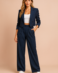 Women's Stylish Two-Piece Suit Comfortable Striped Fabric