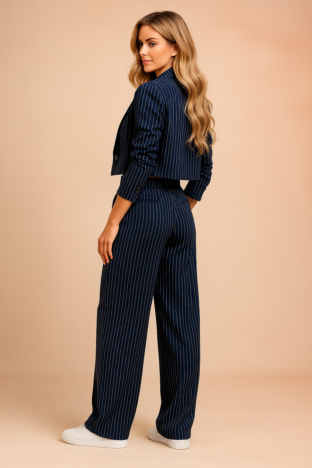 Women's Stylish Two-Piece Suit Comfortable Striped Fabric