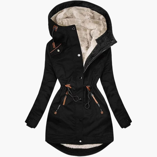 Women's Winter Parka with Lined Hood and Adjustable Waist for Cold Weather