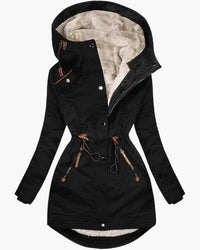 Women's Winter Parka with Lined Hood and Adjustable Waist for Cold Weather