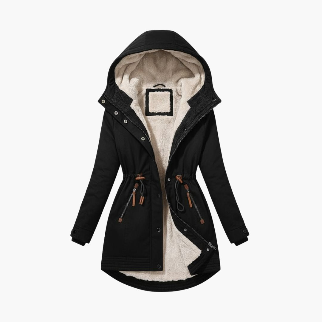 Women's Winter Parka with Lined Hood and Adjustable Waist for Cold Weather