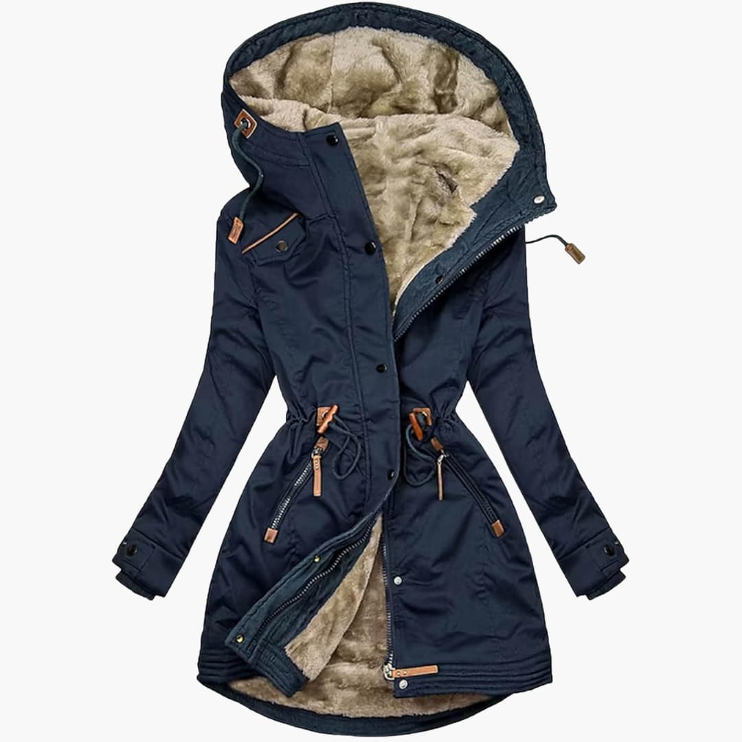 Women's Winter Parka with Lined Hood and Adjustable Waist for Cold Weather