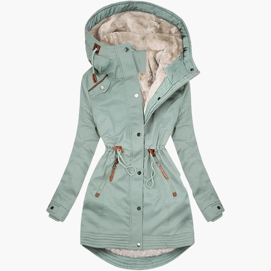Women's Winter Parka with Lined Hood and Adjustable Waist for Cold Weather