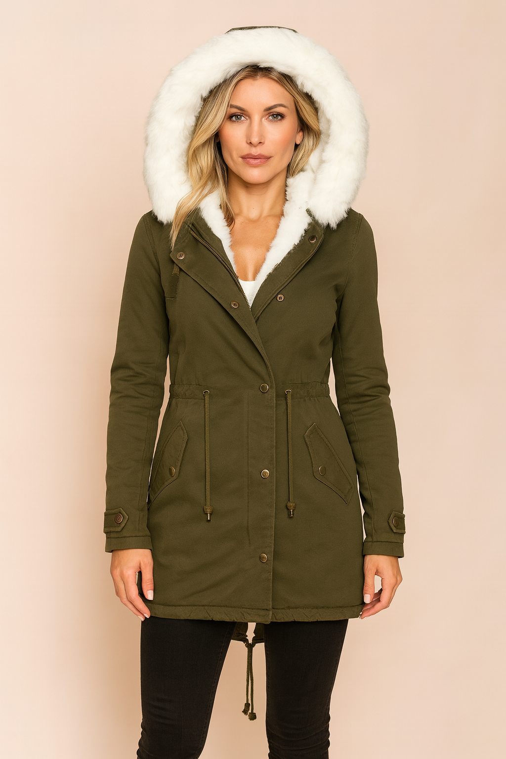 Rebecca | Hooded Waist-Cinched Winter Parka Jacket