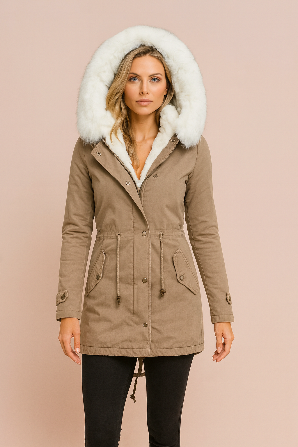 Rebecca | Hooded Waist-Cinched Winter Parka Jacket