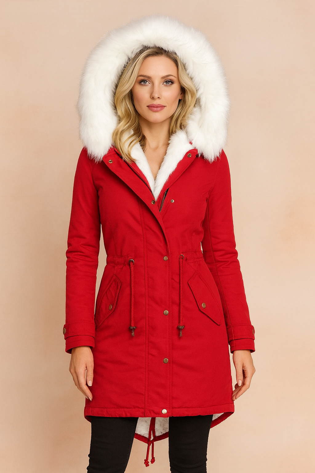 Rebecca | Hooded Waist-Cinched Winter Parka Jacket