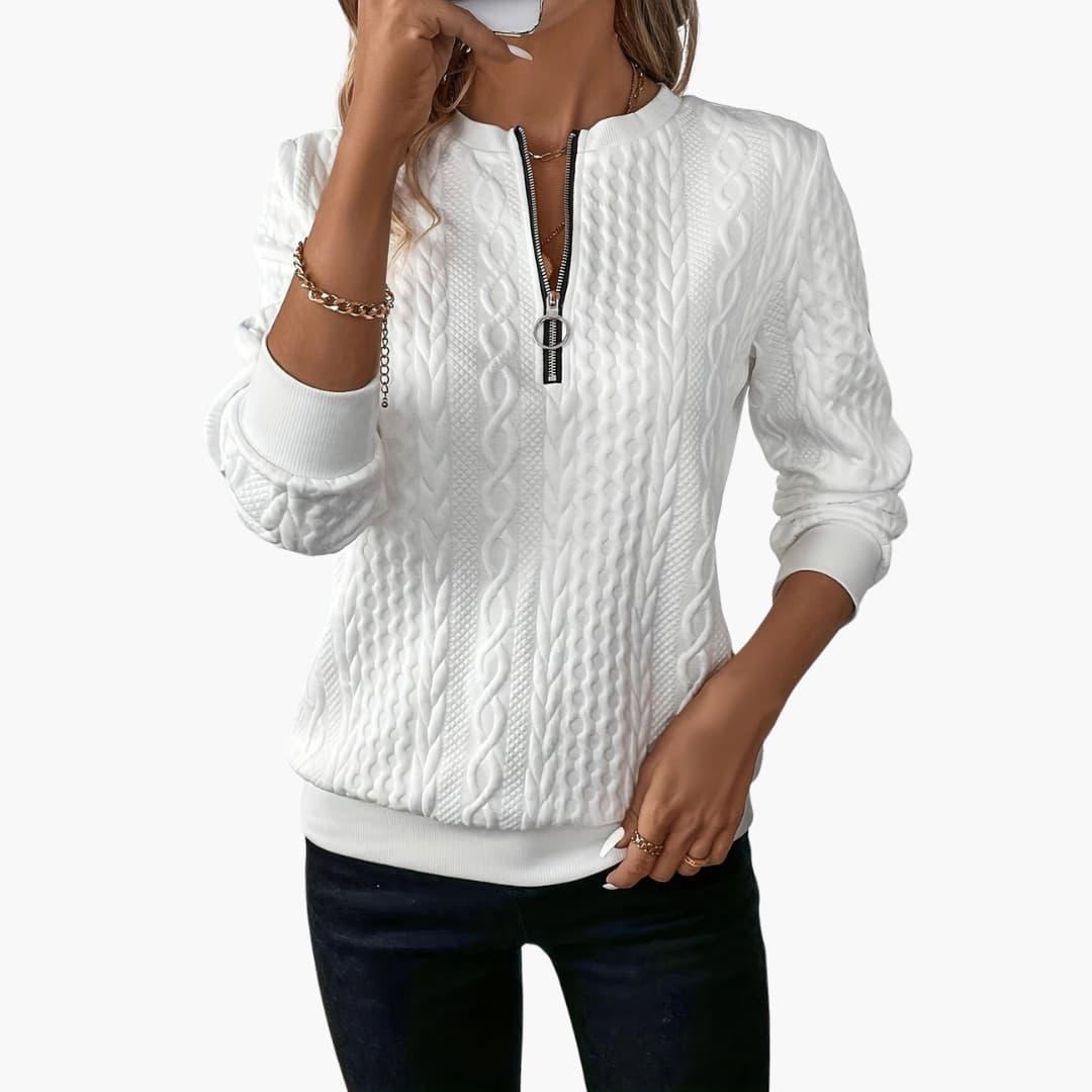 Womens Half Zip Jumper - Stylish Cable Knit Pullover with Zippered Neckline for Comfort and Versatility