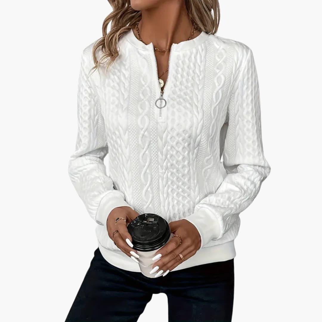 Womens Half Zip Jumper - Stylish Cable Knit Pullover with Zippered Neckline for Comfort and Versatility