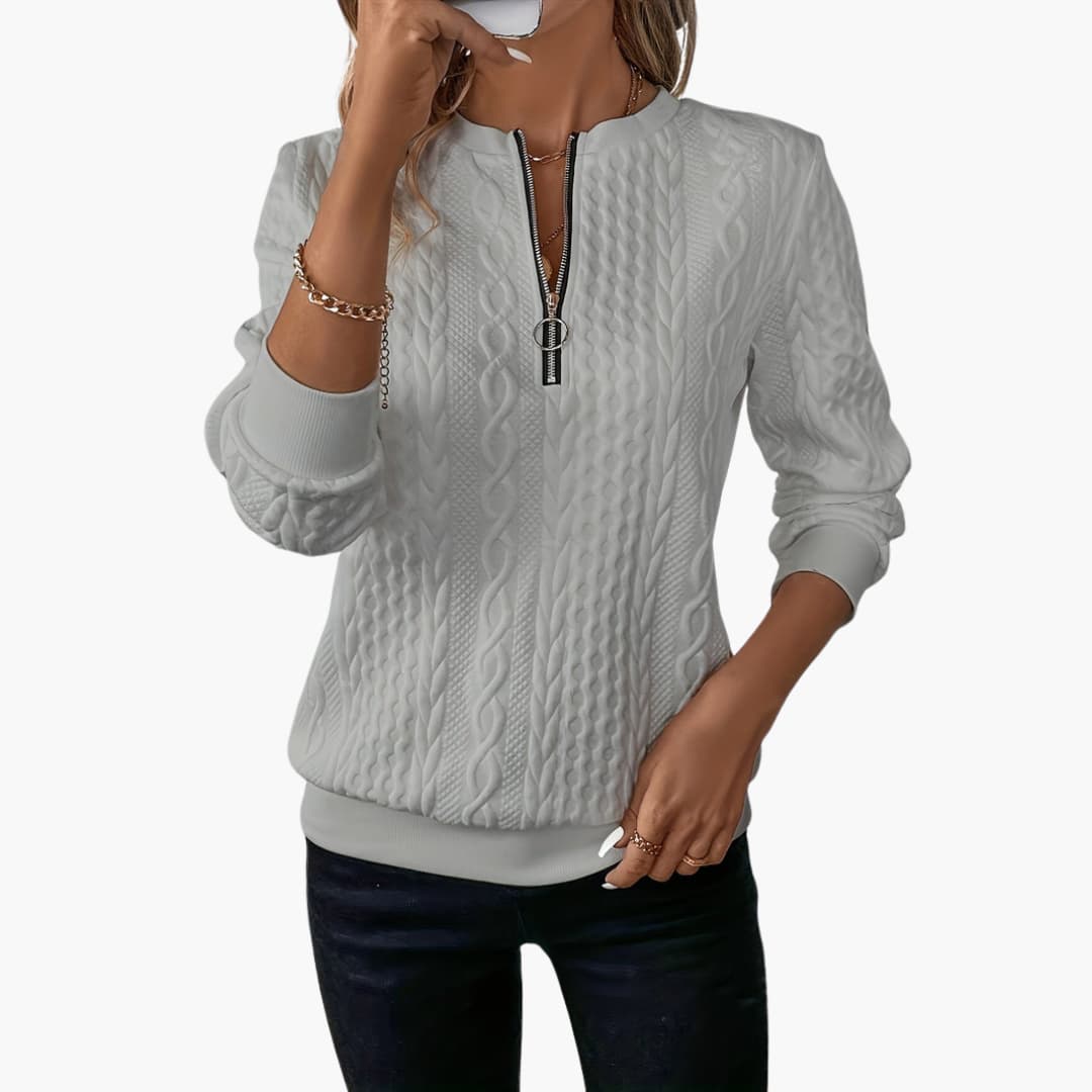 Womens Half Zip Jumper - Stylish Cable Knit Pullover with Zippered Neckline for Comfort and Versatility