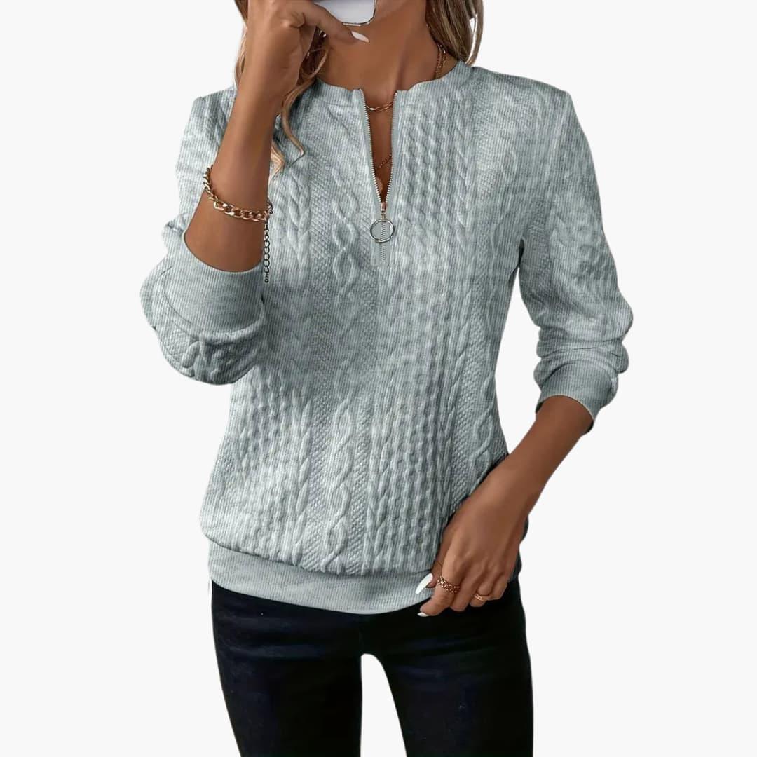 Womens Half Zip Jumper - Stylish Cable Knit Pullover with Zippered Neckline for Comfort and Versatility