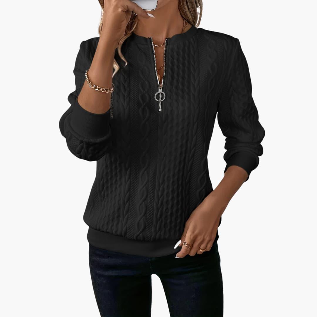 Womens Half Zip Jumper - Stylish Cable Knit Pullover with Zippered Neckline for Comfort and Versatility