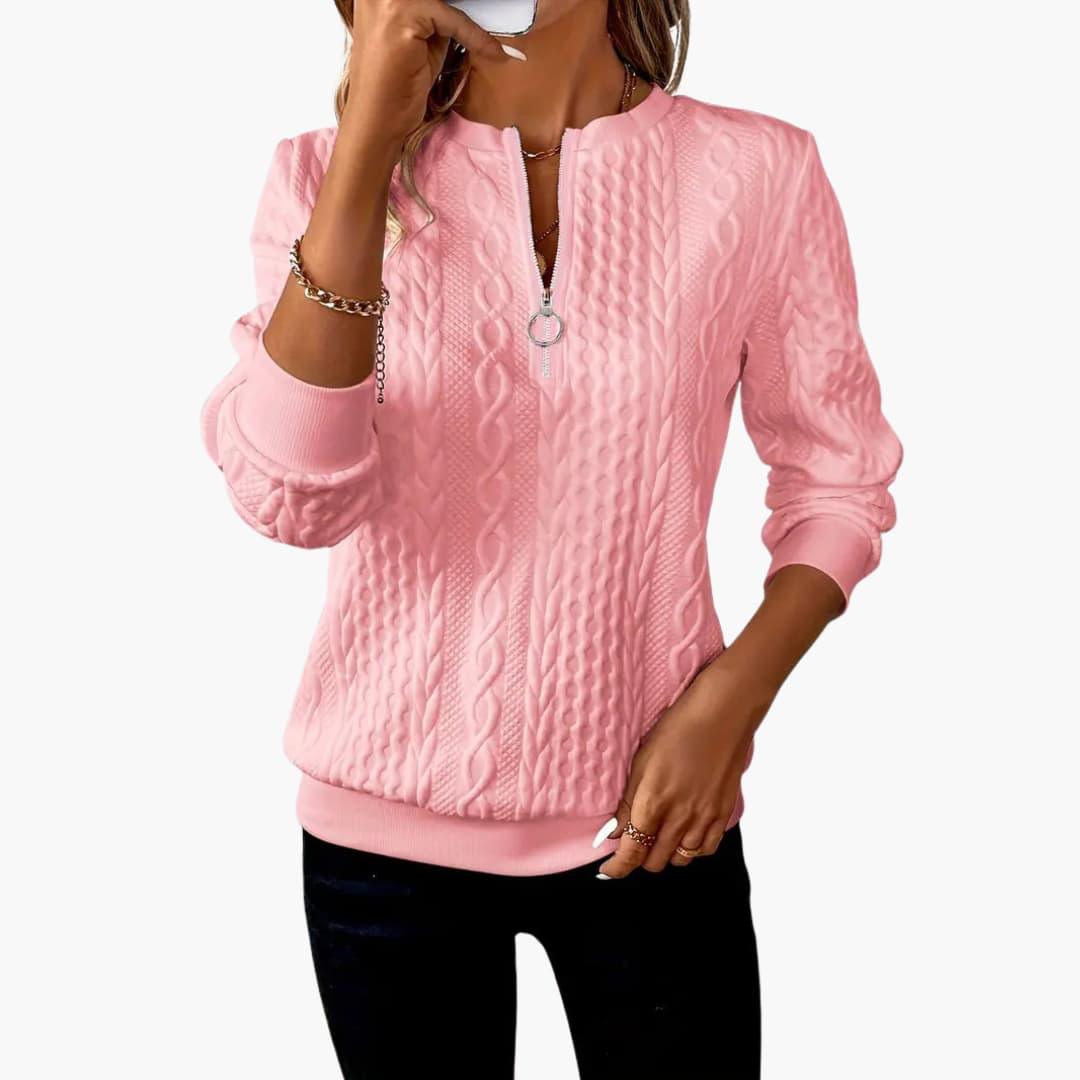 Womens Half Zip Jumper - Stylish Cable Knit Pullover with Zippered Neckline for Comfort and Versatility