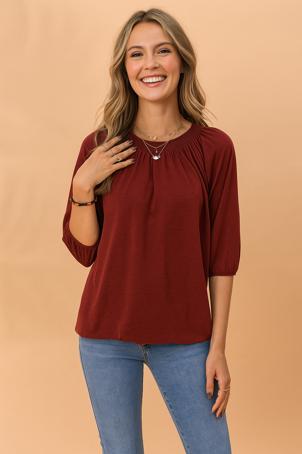 Zoe | Stylish blouse with gathered neckline