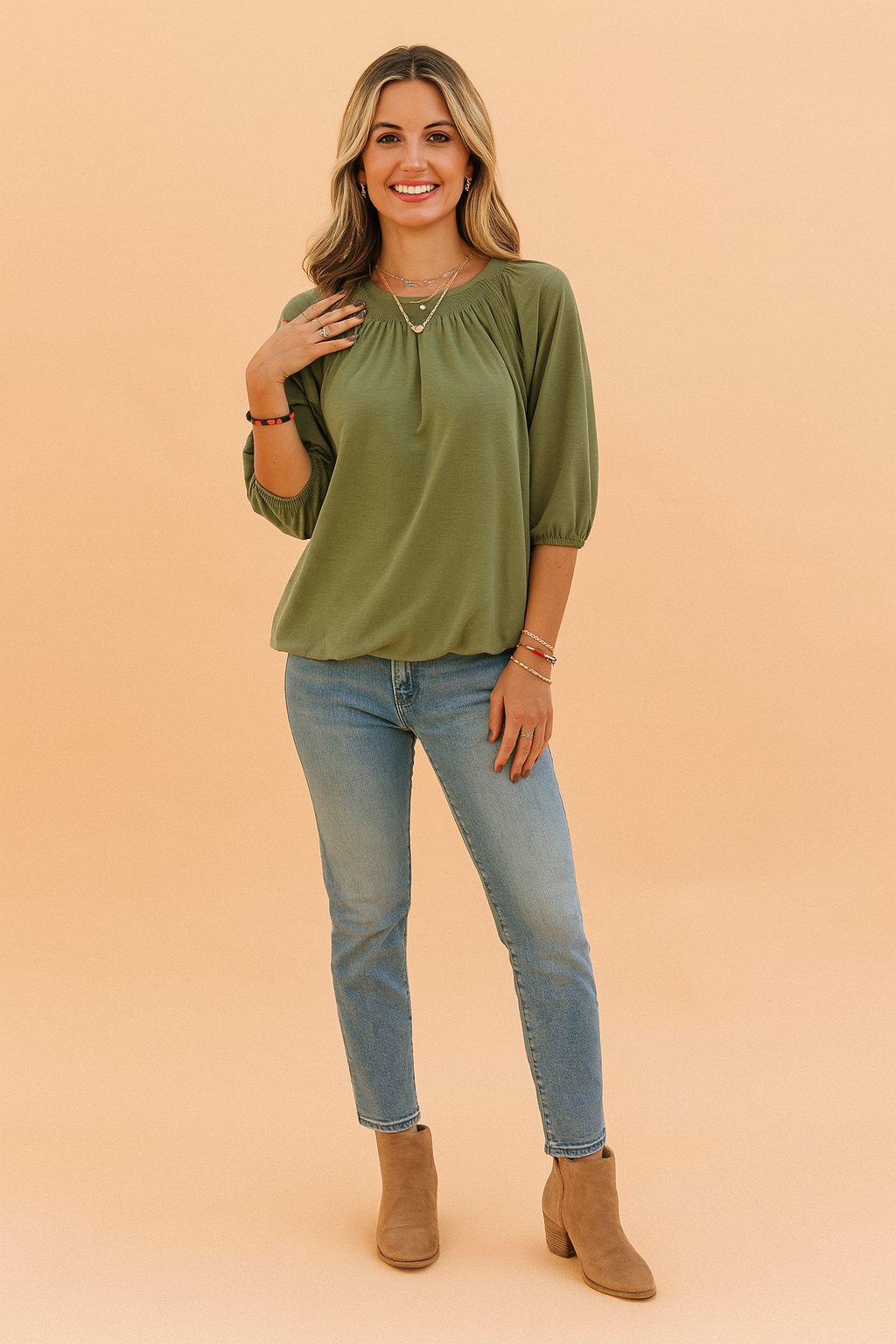Zoe | Stylish blouse with gathered neckline