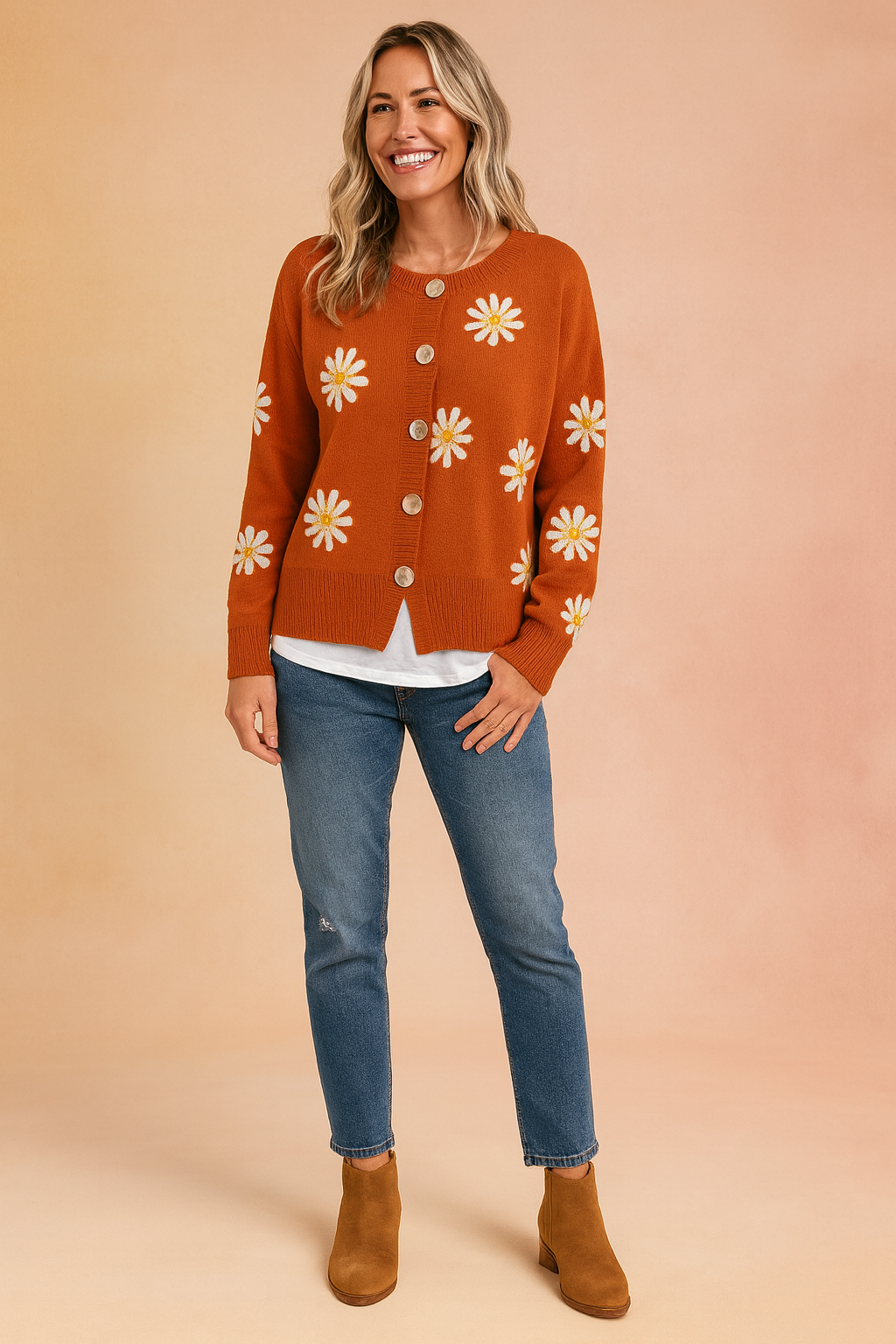 Zofia | Floral pattern cardigan with buttons