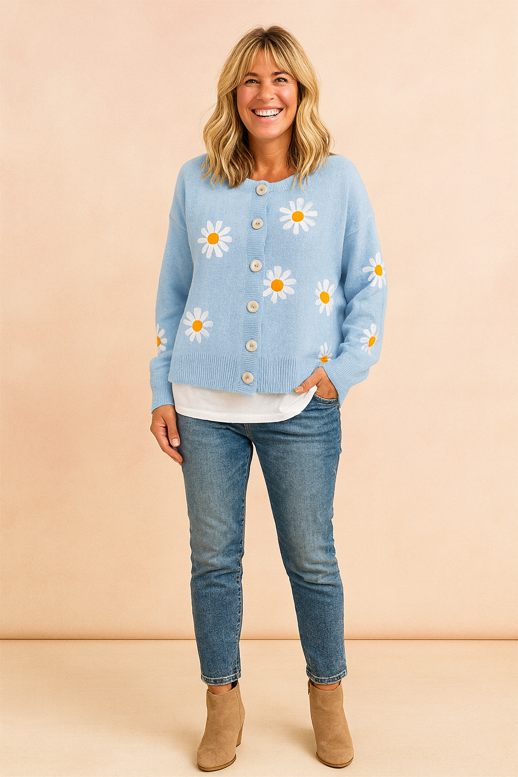 Zofia | Floral pattern cardigan with buttons