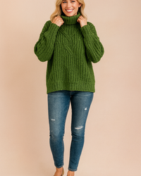 Zia  | Cable-knit turtleneck sweater with 3D texture